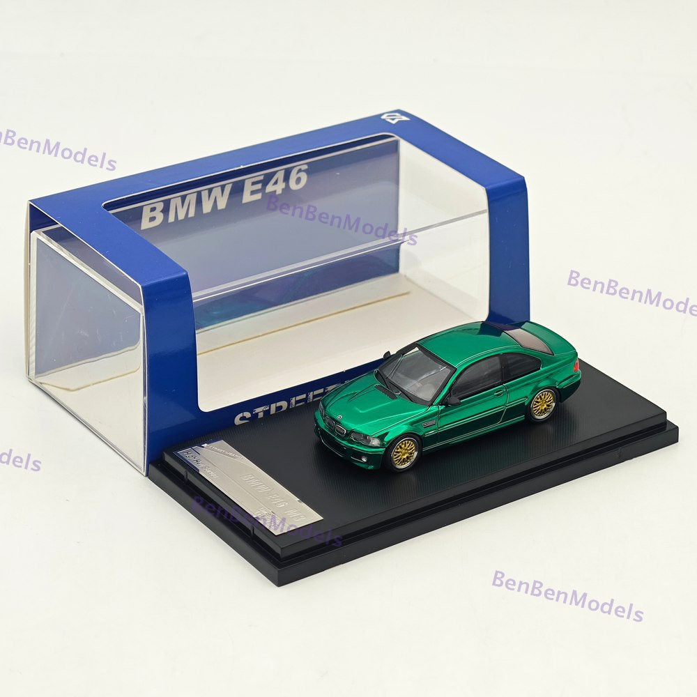 1:64 SW M3 E46 Chrome Green Coupe Racing Sports Model Diecast Metal Car Limited Collection
