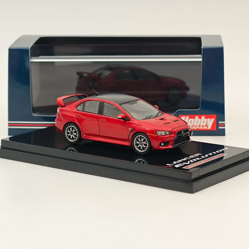 Hobby Japan 1/64 Mitsubishi Lancer Evolution X Final Edition Red Metallic Carbon Roof HJ642053BR Diecast Model Car Limited Collection