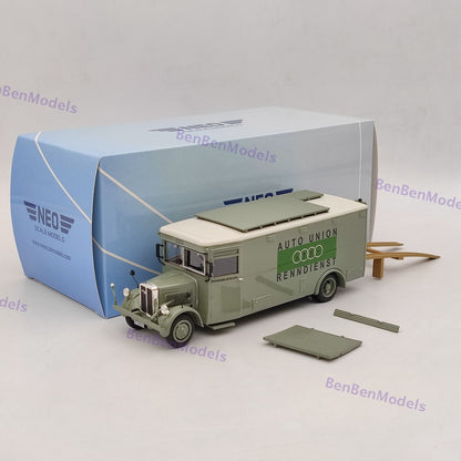 1:43 NEO BUSSING NAG TRUCK AUTO UNION RENNDIENST CAR TRANSPORTER 1934 NEO46445
