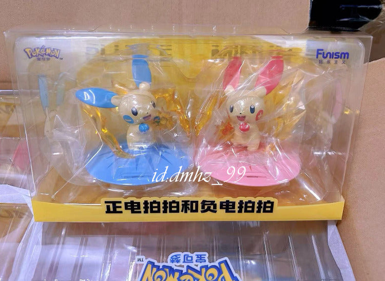 FUNISM &amp; Pokémon Peluche + Figurine Minun Environ 4 pouces 2 PCS/SET