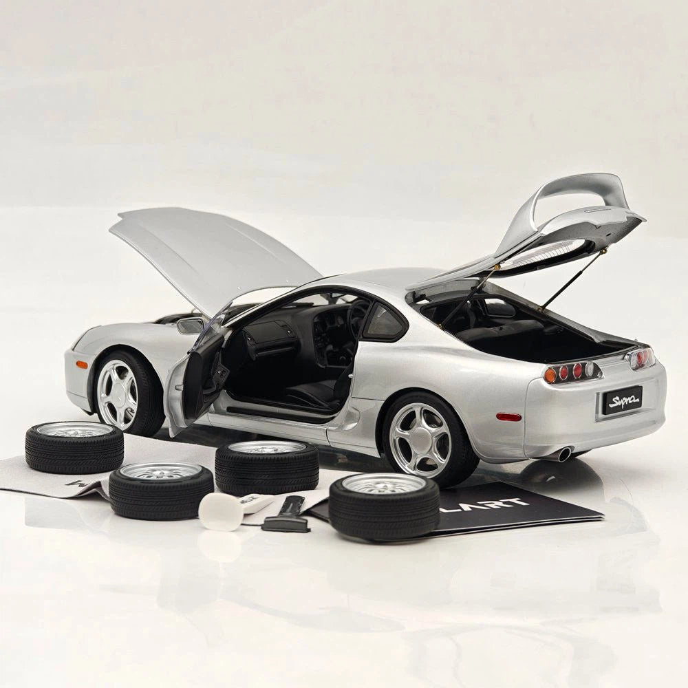 WHELART 1/18 Supra A80 RHD Silver Coupe Full-open type Diecast Model Car Limited Collection