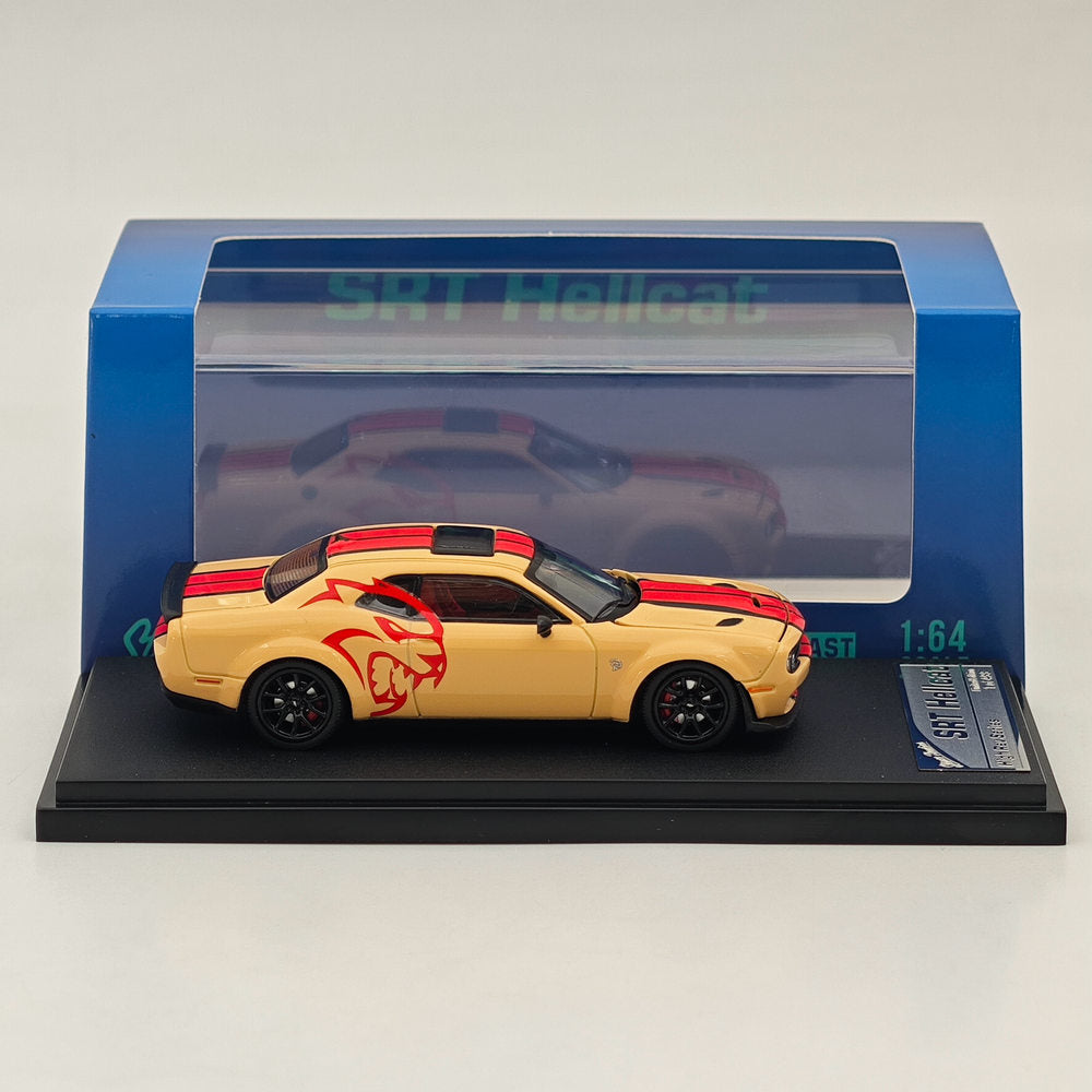 Stance Hunters 1/64 Dodge SRT Hellcat Desert Yellow Diecast Model Car Collection