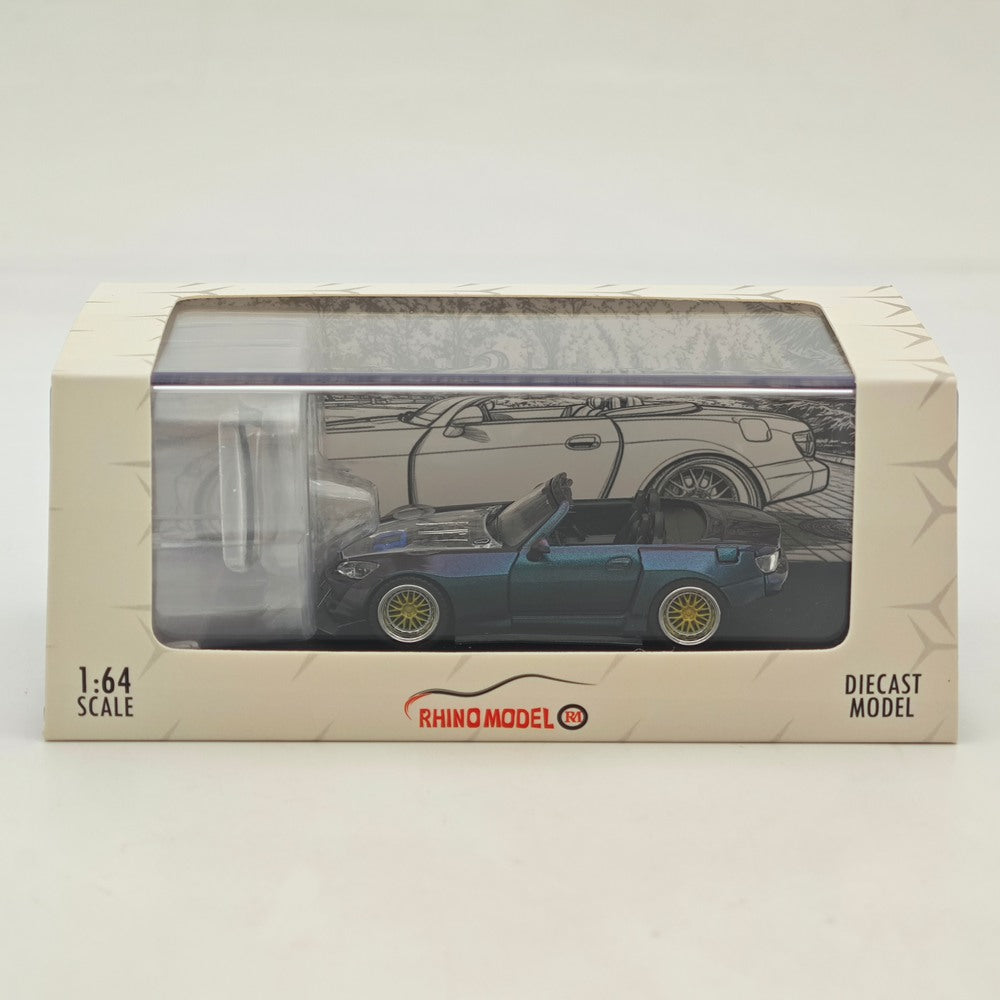 Rhino Model RM 1:64 S2000 Color changing purple/Red Wide body modified convertible hardtop Diecast Model Car Collectible