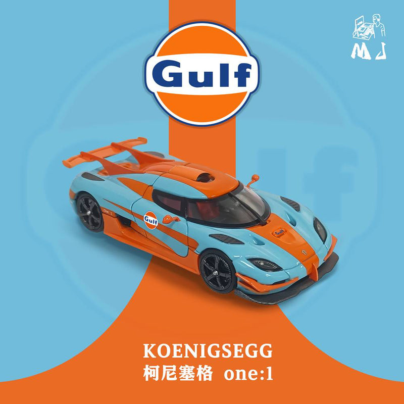 MJ 1:64 Koenigsegg one1 Gulf/Noctilucent Diecast Toys Car Models Miniature Hobby Collection Gifts