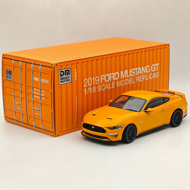 DM 1/18 Scale Model Replicas Ford Mustang GT 2019 Orange Fury RHD Diecast Car Miniature Hobby Gifts