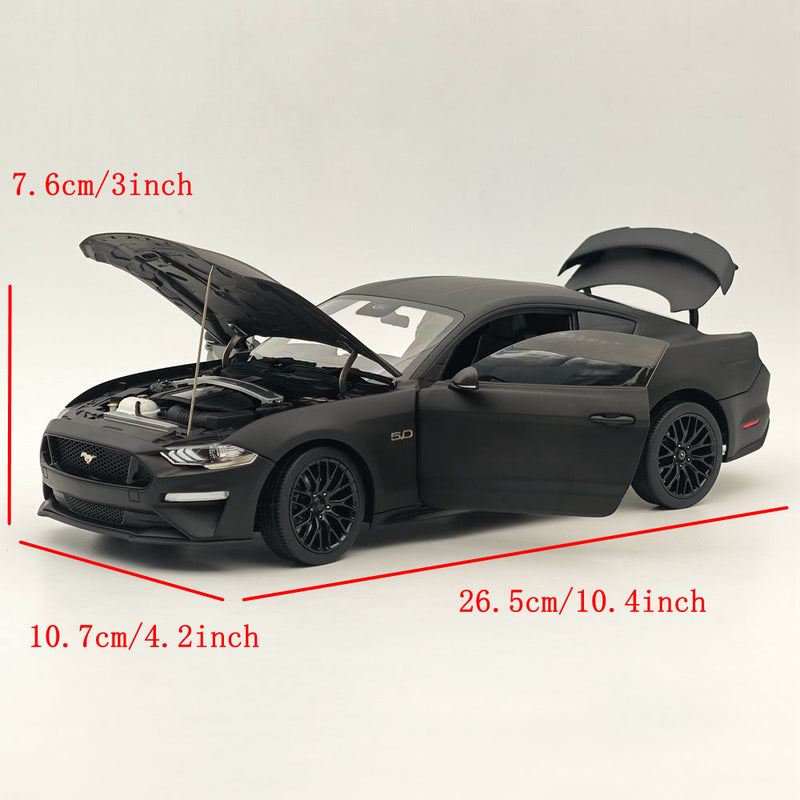 DM 1/18 Scale Model Replicas Ford Mustang GT 2019 Matte Black RHD Diecast Car Miniature Hobby