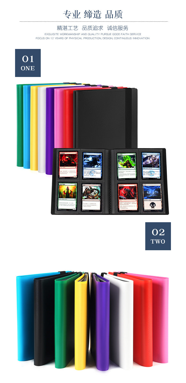 4 Pocket PP TCG CCG Card Binder with Elastic Strap Trading Card Storage Album