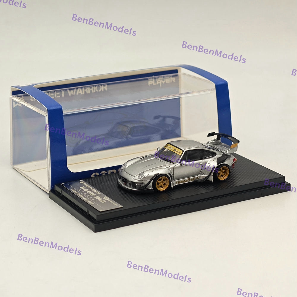 Street WARRIOR 1/64 RWB 993 RAUH-Welt Heavenly Silver Short Wing Diecast Model