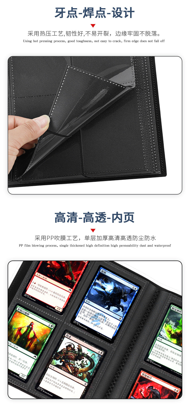 4 Pocket PP TCG CCG Card Binder with Elastic Strap Trading Card Storage Album
