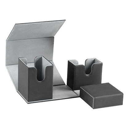 Portable Magnetic Flip Trading Card Box Grid Texture PU Leather Card Organizer Multi-function Game Card Storage Deck Case