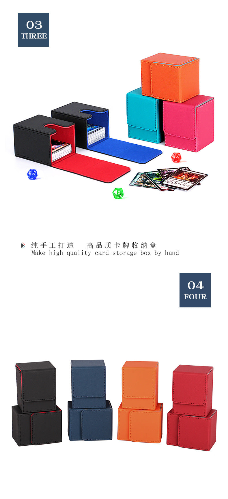 PU Leather Card Deck Box 100+ Cards TCG Storage Case for Trading Card Games