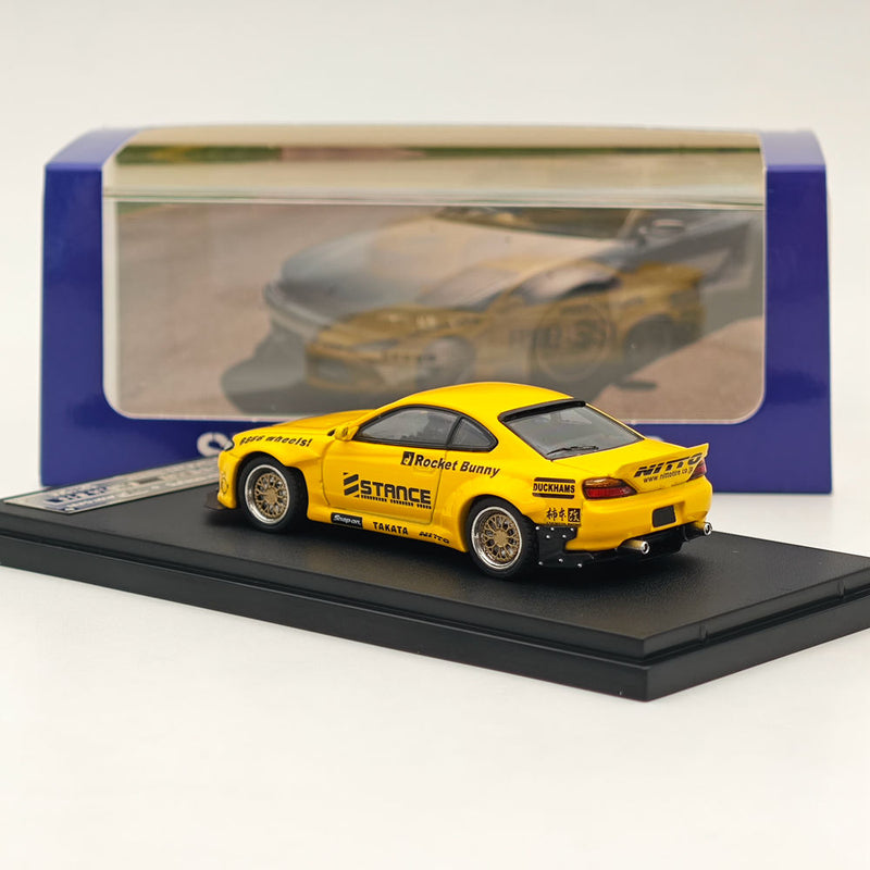 1/64 SW Nissan Silvia S15 Pandem Rocket Bunny Yellow Diecast Models Car