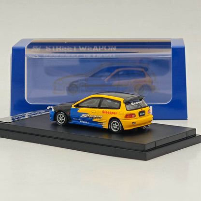 Modèle réduit de voiture moulée sous pression Street Weapon Civic EG6 Spoon Racing Sport, échelle 1:64 
