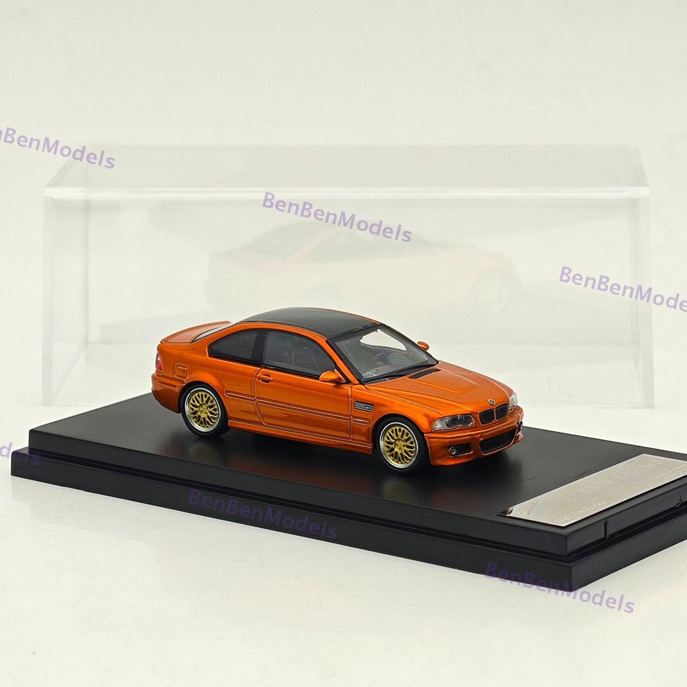 1:64 SH M3 E46 Orange Carbon Top Coupe Racing Sports Model Diecast Metal Car