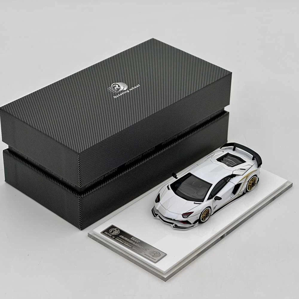 Rotating Wheel 1/64 Aventador S Rowen Supercar White Diecast Alloy Collectible Model Car