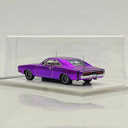 LS Model 1:64 Chargr 1969 Classic Muscle Car Chrome Purple&Chrome Illusion Edition Diecast Model Car Collection