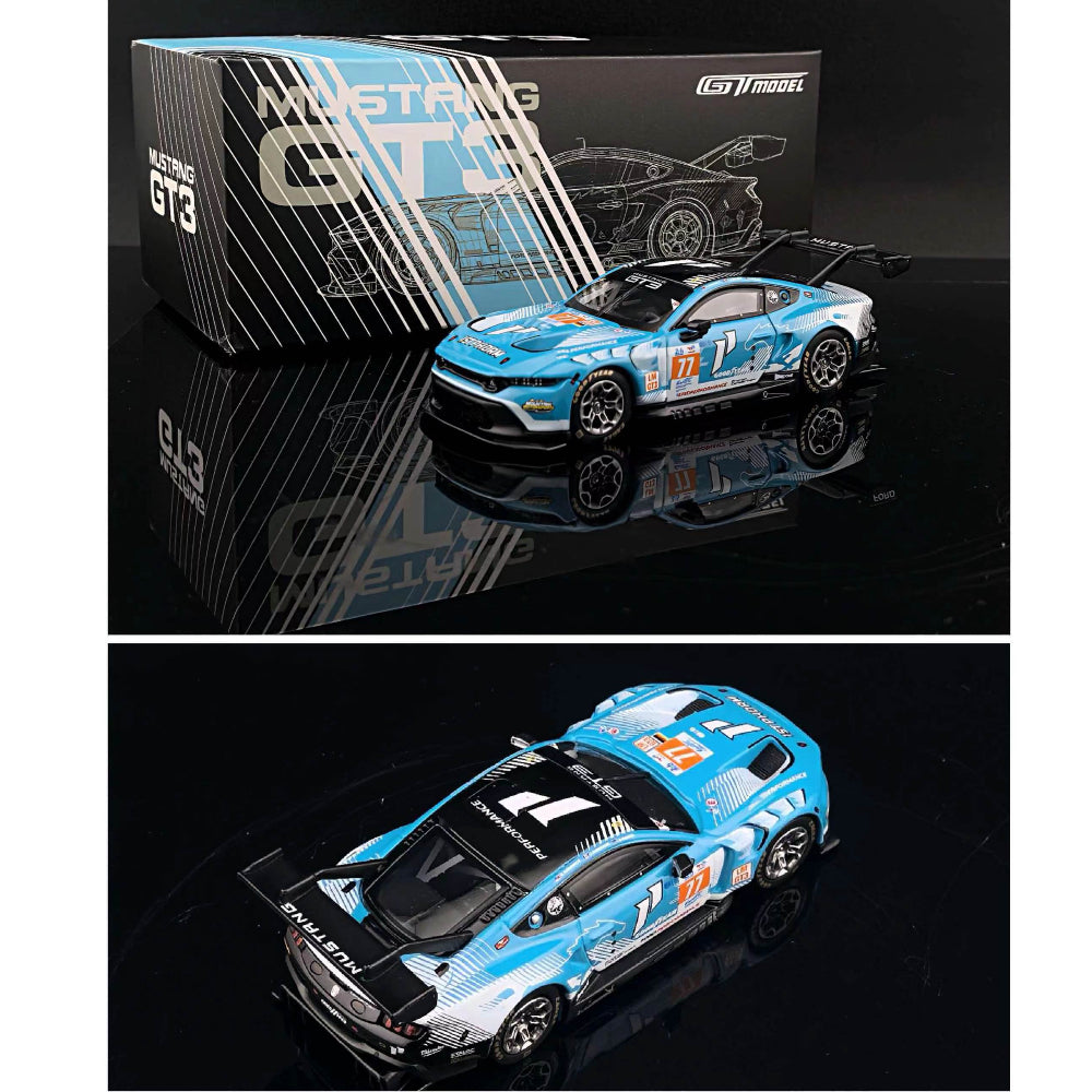 Pre order GT Model 1:64 Mustang GT3 Racing Iron Bottom Rubber Tire Diecast Model Car Limited Collection