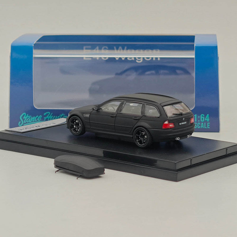 1:64 SH E46 Wagon Matte Black Diecast Model Car Limited Collection