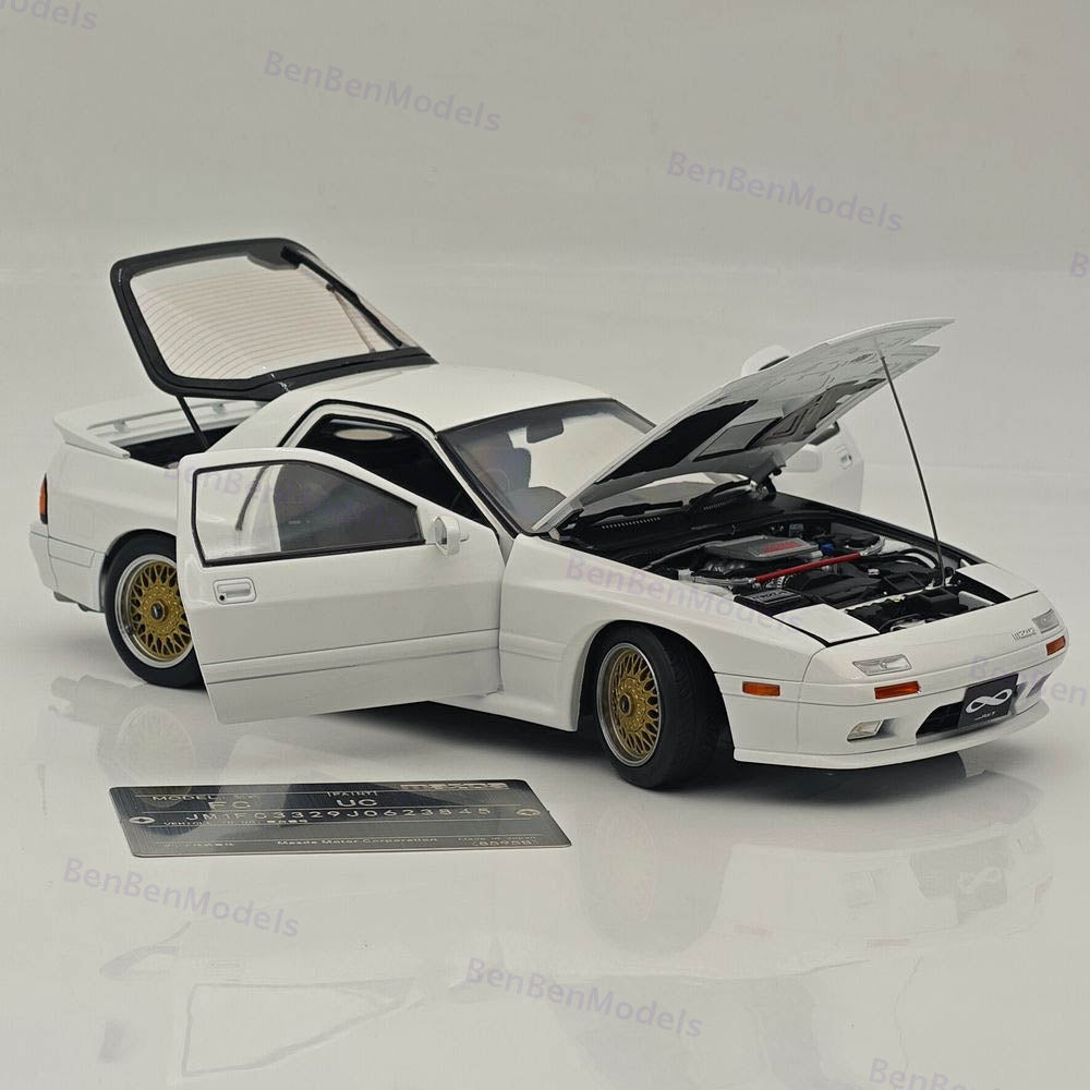 TopArt MODEL 1:18 MAZDA RX7 FC3S 1989 White / Gold Wheels Diecast Model Car