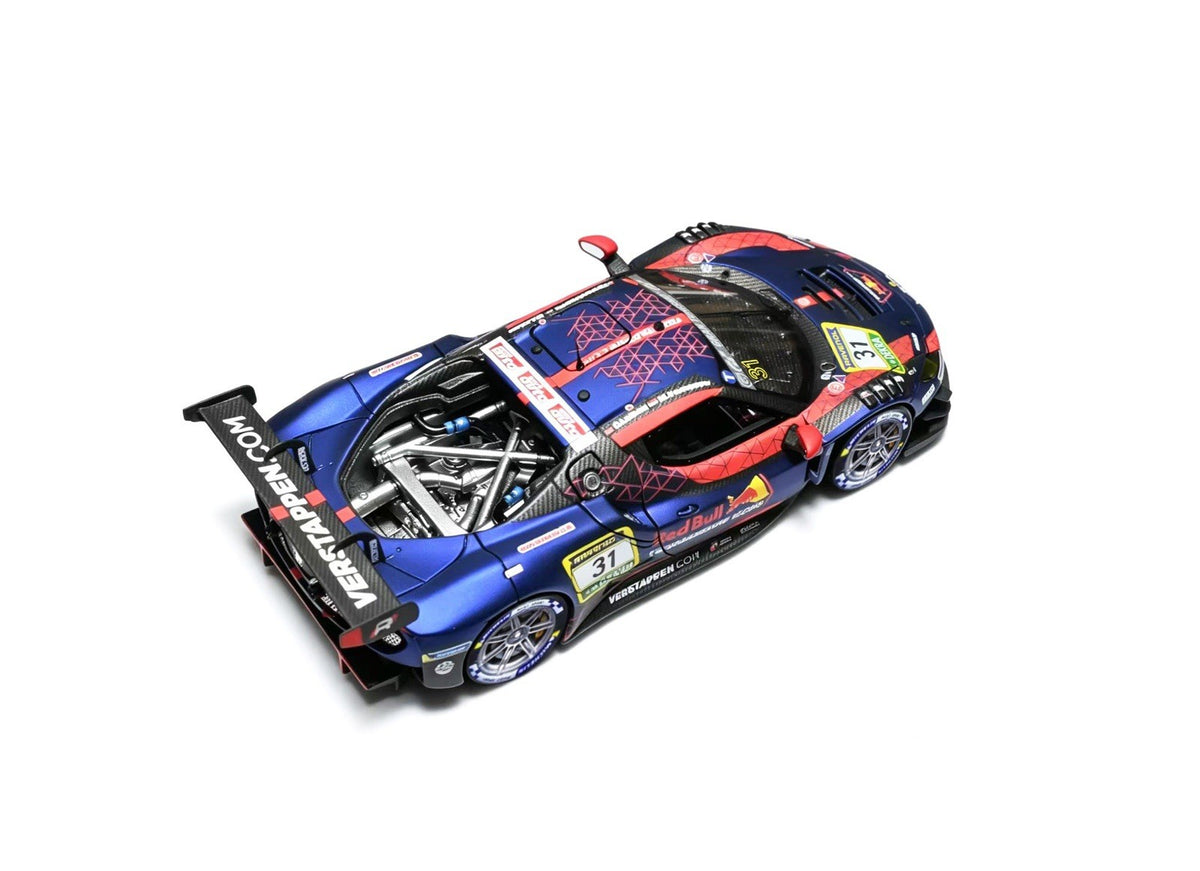 Jicar 1:64 Ferrari 296 GT3 Voiture de course orange et bleue avec moteur Modèle réduit en die-cast