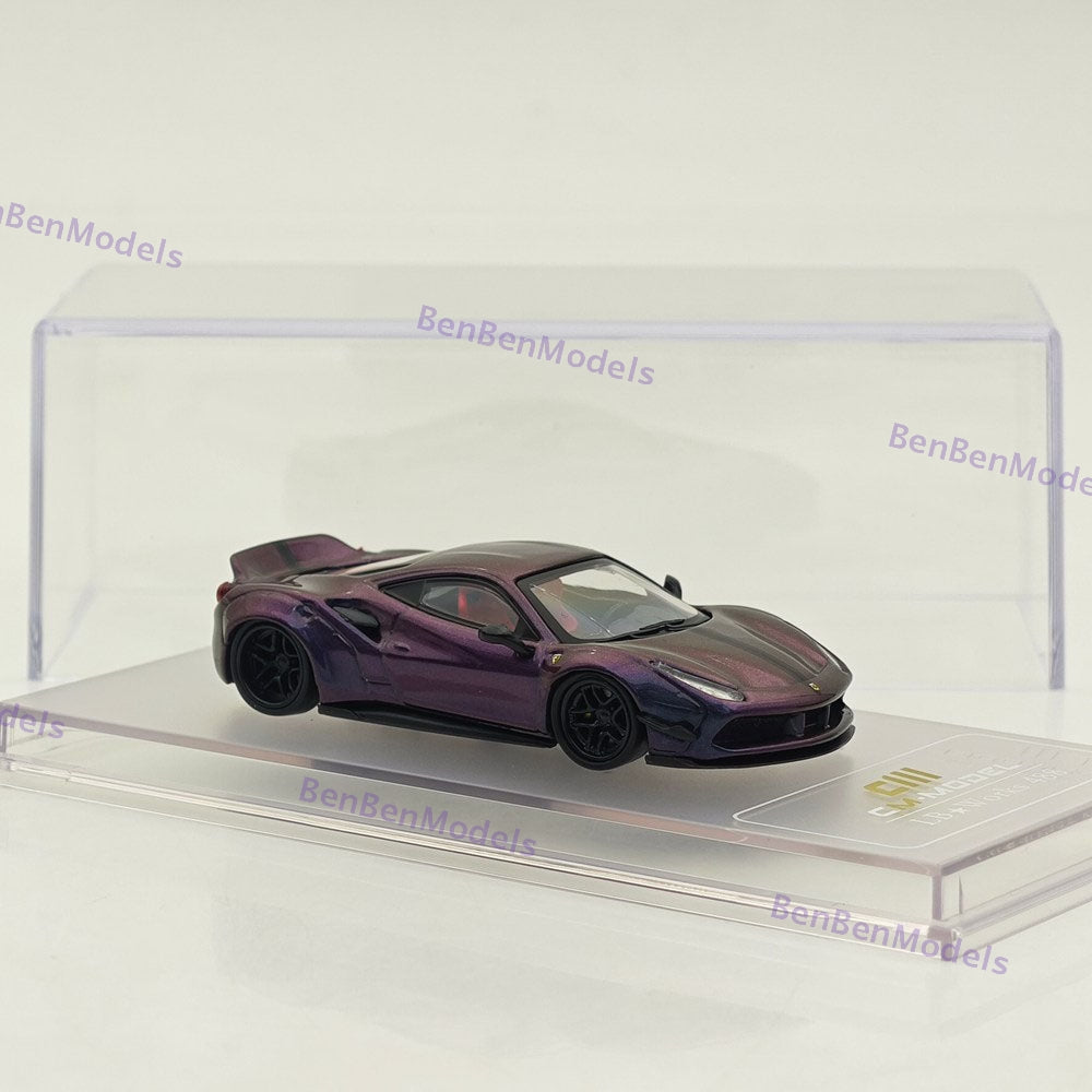 1:64 CM Ferrari LB 488 Widebody Purple Super Racing Sports Model Diecast Car