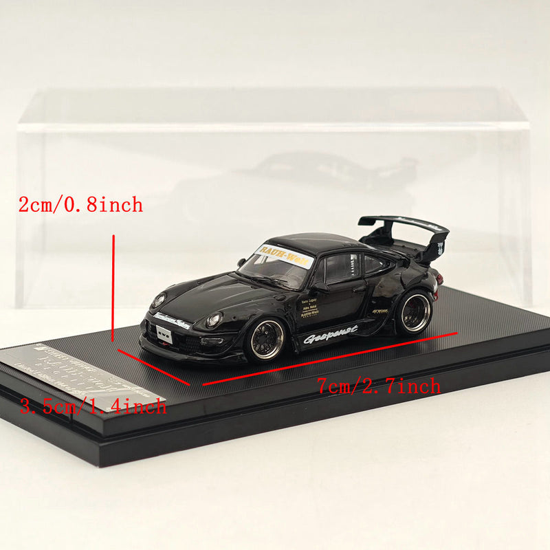 Street WARRIOR SW 1/64 Porsche RWB 993 Sport Car Diecast Model Car Limited Black