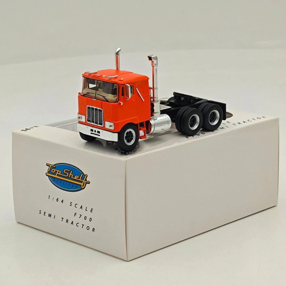 Top Self Replicas 1:64 Scale F700 Semi Tractor Trucks Orange Diecast Sleeper Model Car