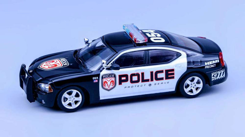 Pre-sale Rollin 1:64 Dodge Charger Police 2005 New York International Automobile Show Diecast Toys Car Models Miniature Hobby Collectible Gifts