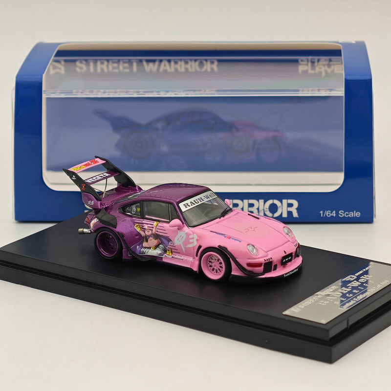 Street WARRIOR SW 1:64 Dragon Ball RWB 993 911 Racing Sports Pink Model Diecast Metal Car Collection