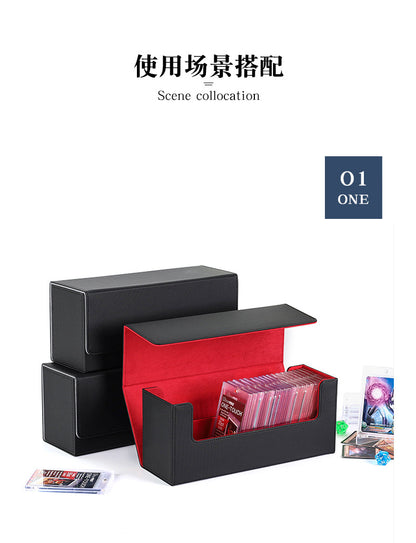 Large Capacity Magnetic PU Card Storage Box Holds 37 PT Card Slabs Toploaders Portable Deck Case for TCG Sports Trading Card