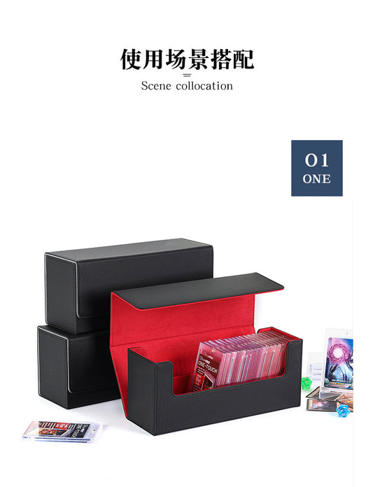 Large Capacity Magnetic PU Card Storage Box Holds 37 PT Card Slabs Toploaders Portable Deck Case for TCG Sports Trading Card
