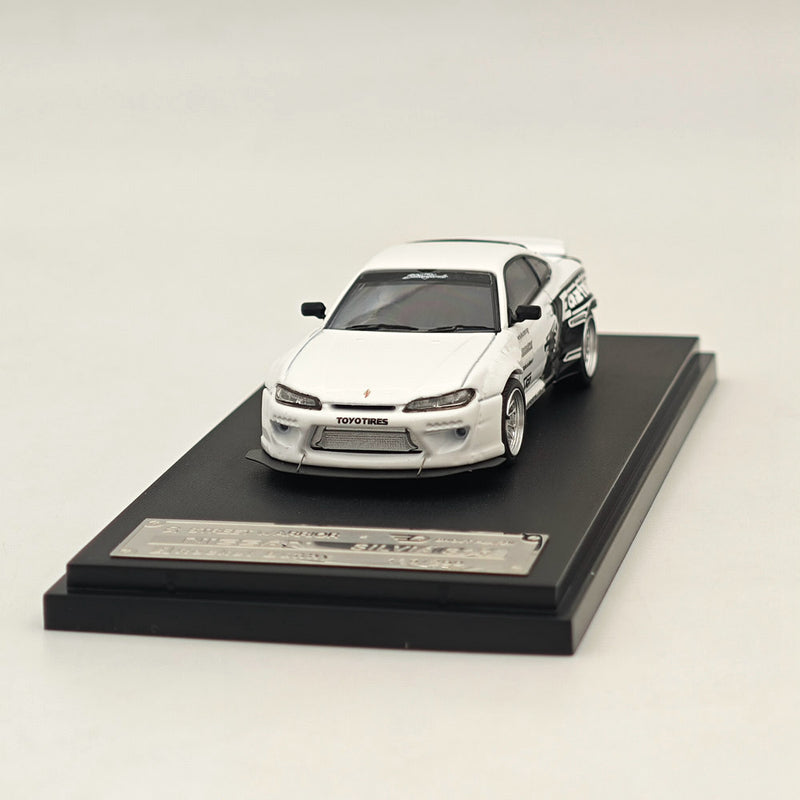 1/64 SW Nissan Silvia S15 Pandem Rocket Bunny White Diecast Models Car