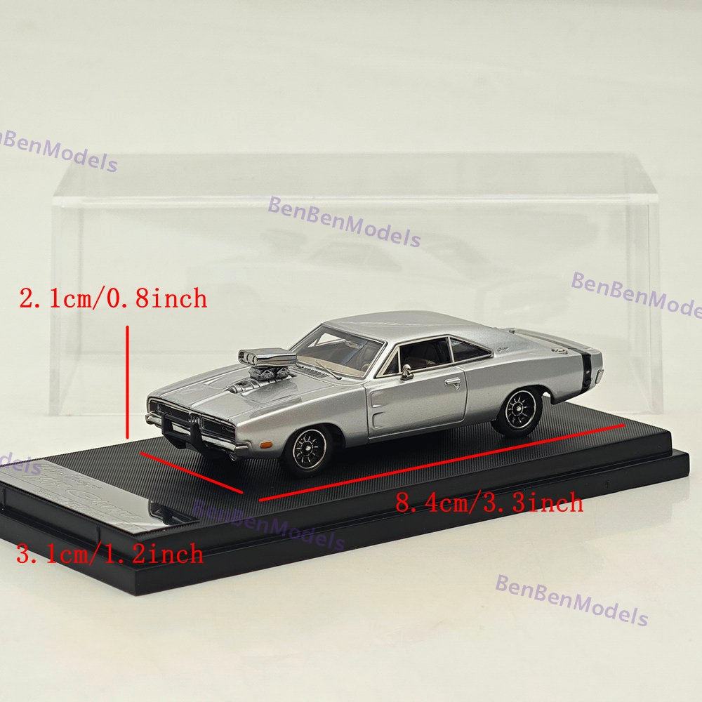 1:64 Mini Forge 1969 Charger R/T Silver Diecast Metal Car Limited Edition