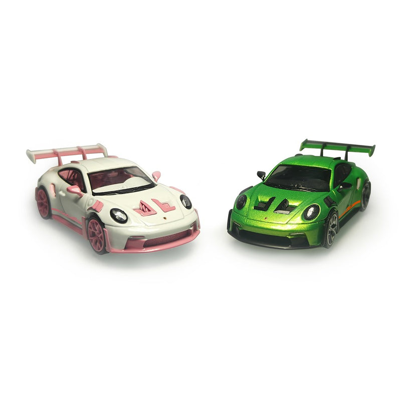 MJ 1:64 Porsche 911 992 GT3 RS Christmas Scene Diecast Toys Car Models Miniature Hobby Collection Gifts