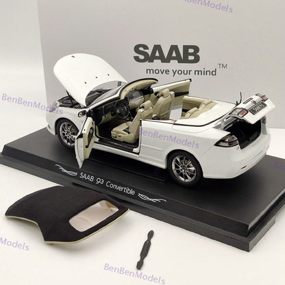 Original 1:18 93 9-3 Convertible Sport Car White Diecast Model Car Limited Edition