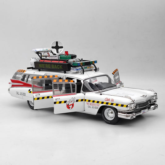 HOT WHEELS 1/18 Cadillac Ghostbusters II ECTO 1A Elite X5470 Diecast Model Toy Car Gift Limited Collection