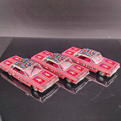 Fine Works FW 1:64 Impala Lowrider Gypsy Rose Painting Openable Convertible Adjustable Chassis Diecast Alloy Car Models Gifts