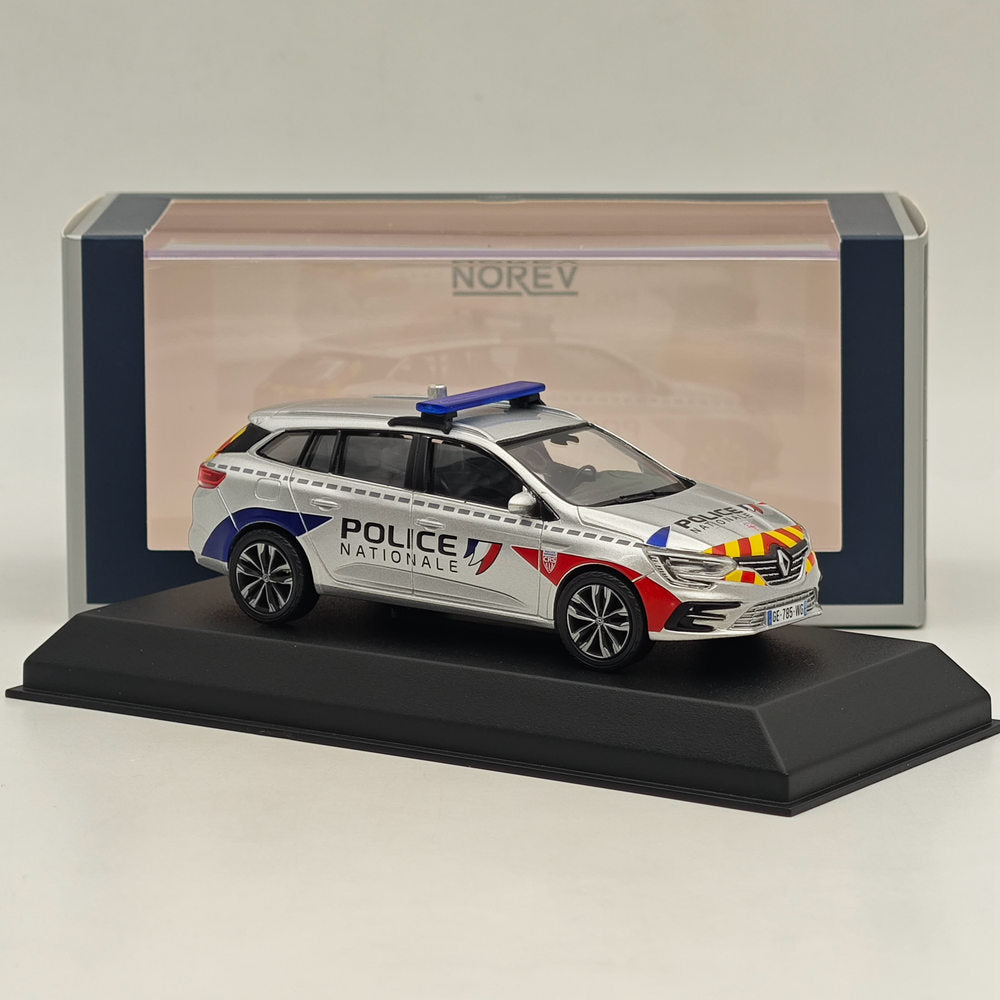 1/43 Norev Renault Megane Estate 2022 Police Nationale CRS Silver Diecast Model