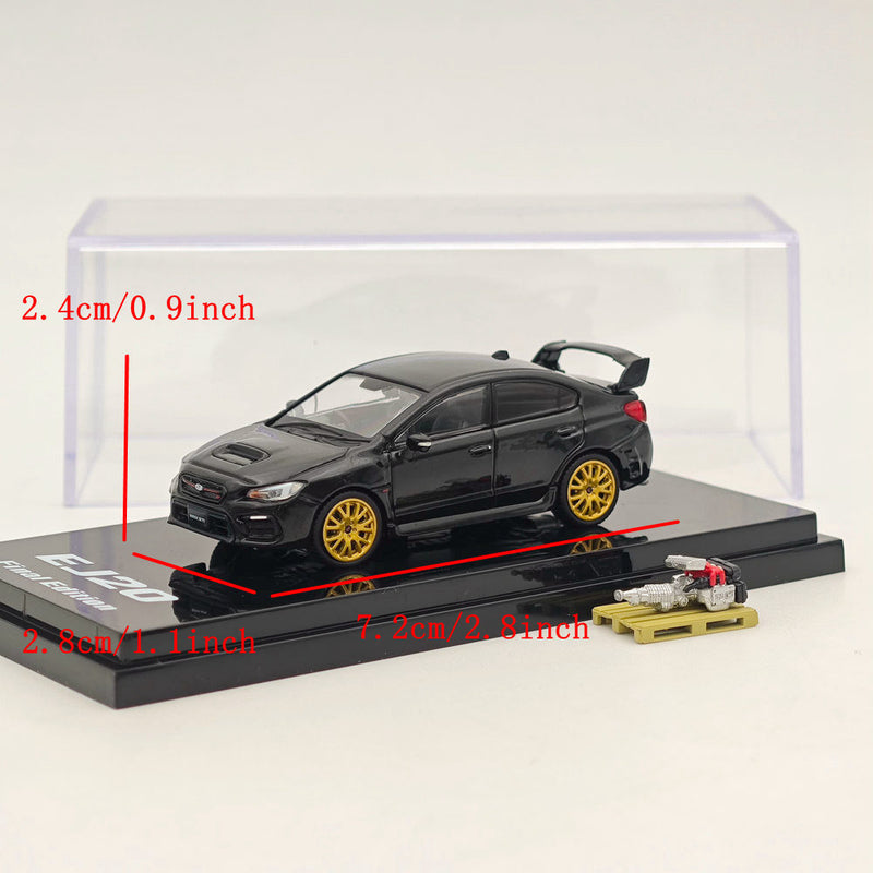 1/64 Hobby Japan Subaru WRX STI EJ20 Final Edition With Engine Black Diecast Car Limited Collection Auto Toys Gift