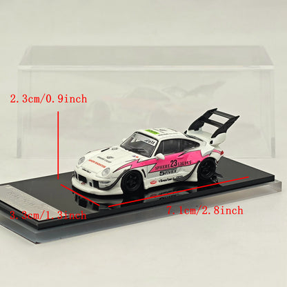 1/64 SW RWB 993 Rauh-Welt Modified Pink #23 Tall Wing Diecast Model Car Limited