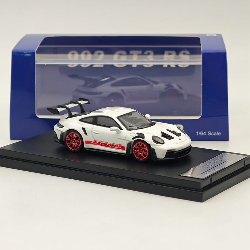 1:64 SW Porsche 992 GT3 RS Racing Sports White Diecast Models Car Collection