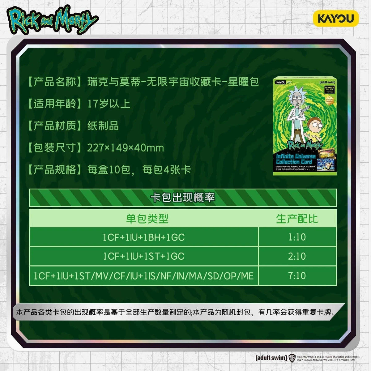 Kayou 2026 Rick and Morty Collectible Card Trading Card Booster Box Sealed