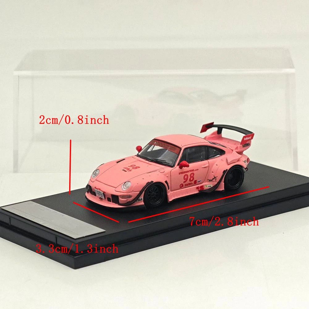 1:64 SW 993 911 #98 #91 Matte Pink / Green Diecast Model Car Limited Edition