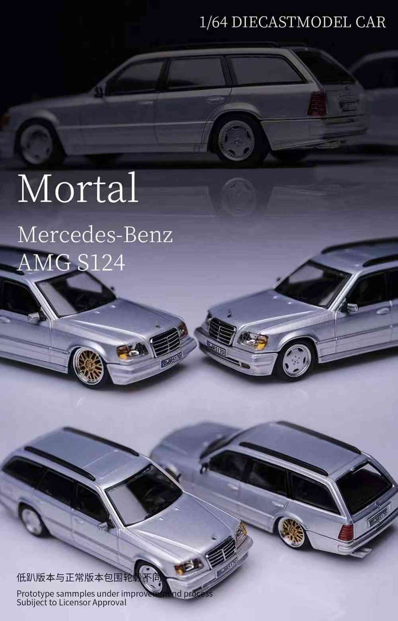 Mortal 1:64 Mercedes-Benz S124 Travel Diecast Toys Car Models Collection Gifts Metallic Red/Silver