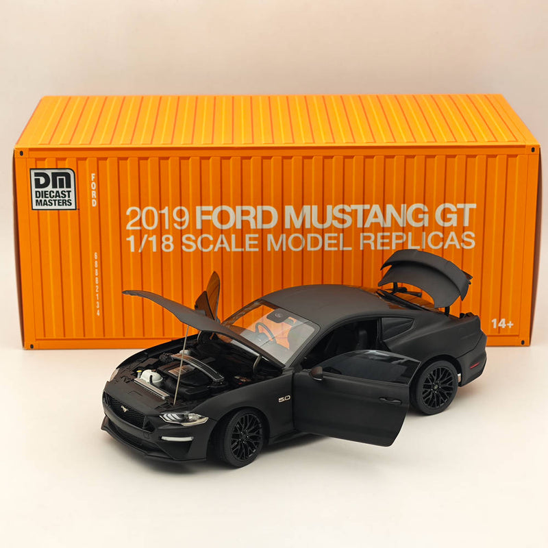 DM 1/18 Scale Model Replicas Ford Mustang GT 2019 Matte Black RHD Diecast Car Miniature Hobby