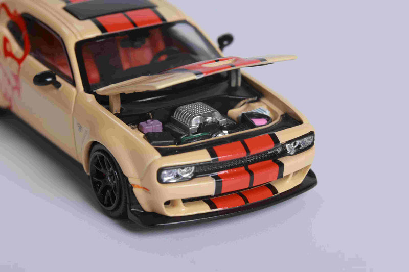 Stance Hunters 1/64 Dodge SRT Hellcat Desert Yellow Diecast Model Car Collection