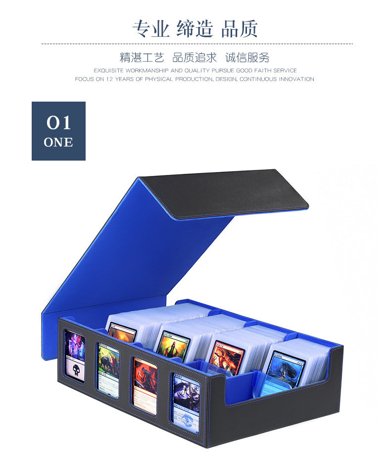 Large Capacity 4 Compartment Magnetic PU Card Storage Box with Display Windows Holds 3000+ TCG Trading Cards Deck Box