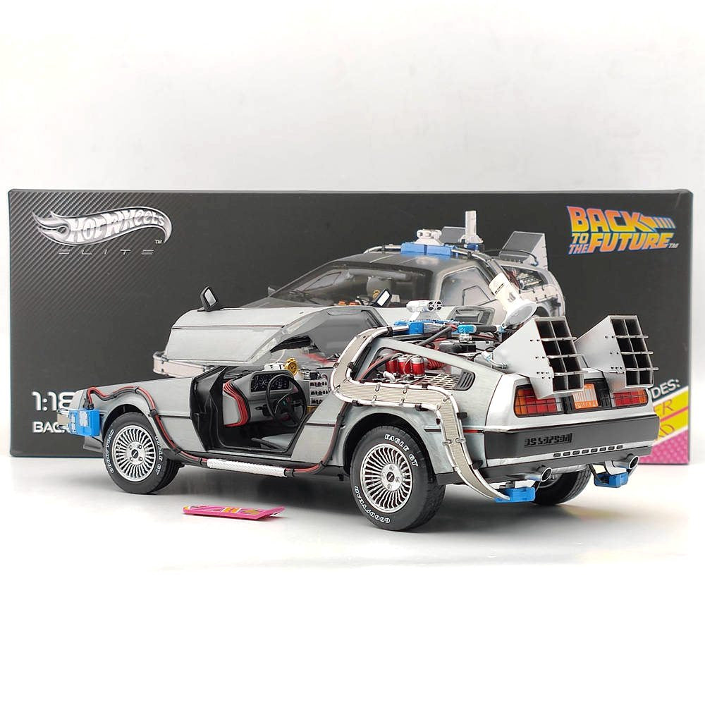 Hot Wheels 1/18 Elite Back To The Future Time Machine BCJ97 Diecast Model Car Collection Auto Gift