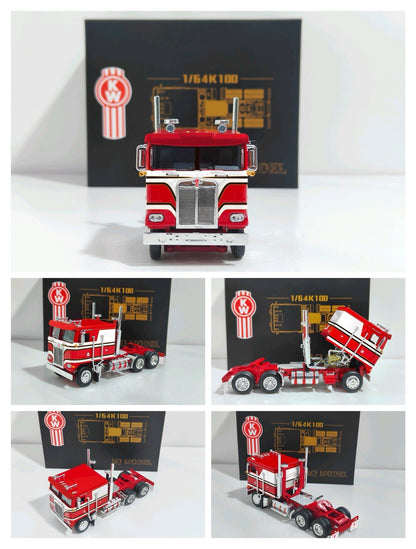MJ 1:64 Kenworth K100 Diecast Alloy Truck Car Models Collectible Gifts Display Tractor