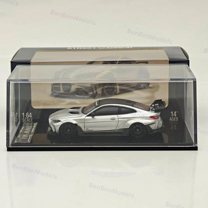 1:64 SW BMW M4 G82 Silver Sports Diecast Models Car Limited Collection Gifts